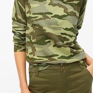 J. Crew Camouflage Long Sleeve Women's Cotton Crew Neck Sweater Top Sz M